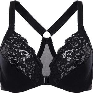 DELIMIRA Women's Front Closure Plus Size Full Coverage Lace Underwire Racerback
